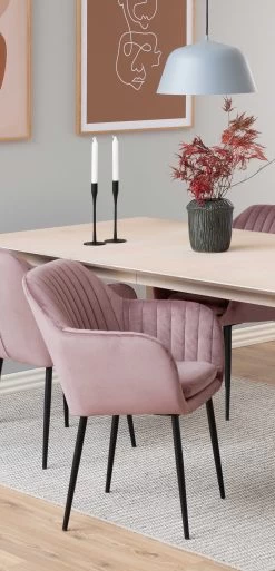 Chaise Avec Accoudoirs Hermeline - Vieux Rose/noir -Meubles Tables Et Chaises Shop 0000076595 10 4a11