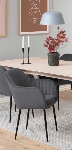 Chaise Avec Accoudoirs Hermeline - Gris Foncé/noir -Meubles Tables Et Chaises Shop 0000076596 6 c841