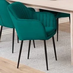 Chaise Avec Accoudoirs Hermeline - Vert Bouteille/noir