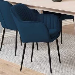 Chaise Avec Accoudoirs Hermeline - Bleu Foncé/noir