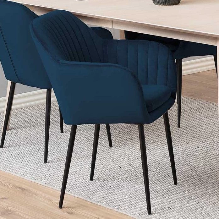 Chaise Avec Accoudoirs Hermeline - Bleu Foncé/noir 1 Chaise Avec Accoudoirs Hermeline - Bleu Foncé/noir