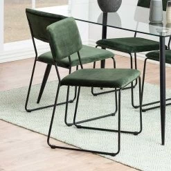 Chaise En Velours Nelly - Vert Forêt/noir