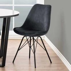 Chaise Coquille Irma En Velours - Gris Foncé/noir