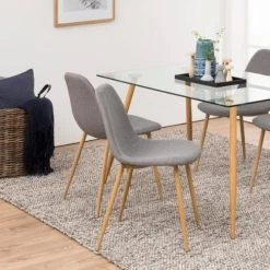 Chaise De Salle à Manger - Gris Clair/chêne