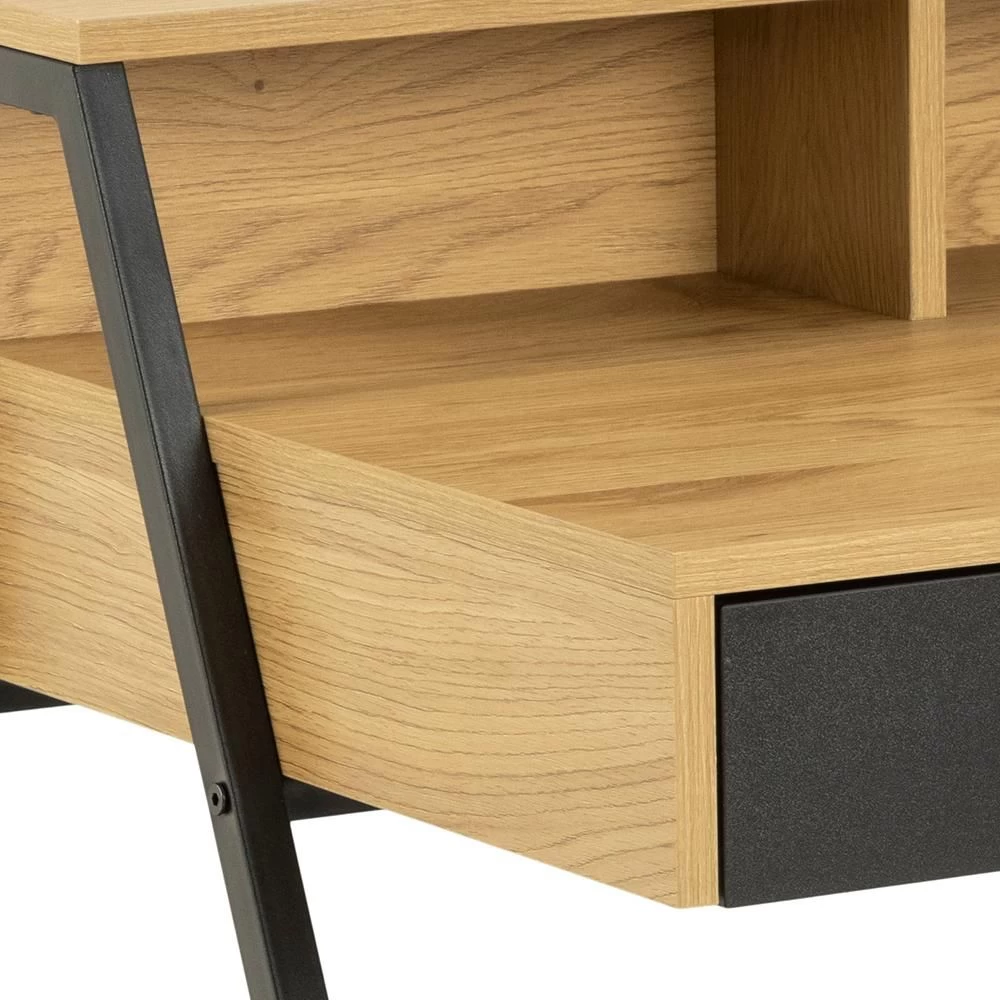 Bureau Reece 100cm - Noir/chêne 5 Bureau Reece 100cm - Noir/chêne – Image 5