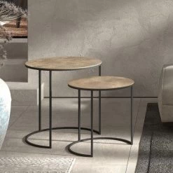 Lot De 2 Tables D'appoint Lana - Or/noir