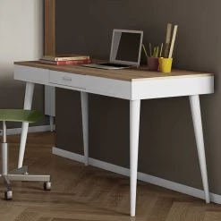 Bureau Horizon 134cm - Chêne/blanc