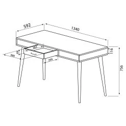 Bureau Horizon 134cm - Chêne/noir -Meubles Tables Et Chaises Shop 1150X0776A41 Desk natural oak and black 8 b629