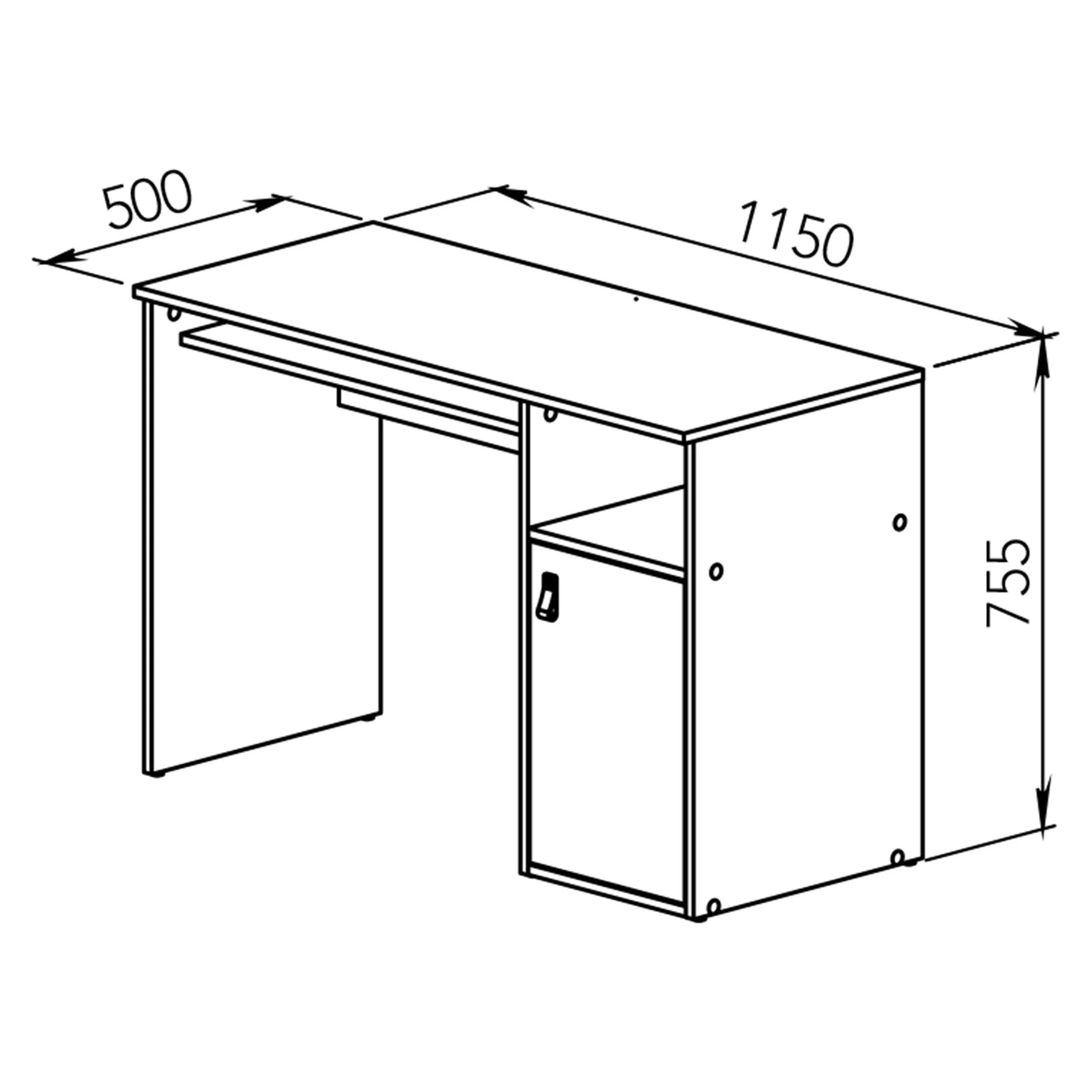 Bureau Martin 115cm - Chêne/noir 2 Bureau Martin 115cm - Chêne/noir – Image 2