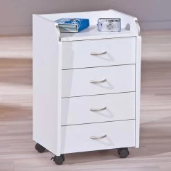 Caisson à Roulettes Podence à 4 Tiroirs - Blanc