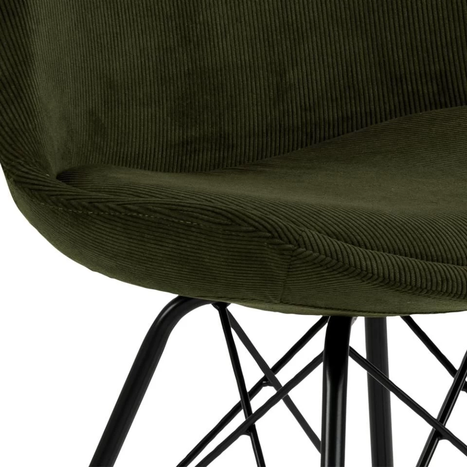 Chaise Coquille Irma En Velours - Vert Olive 5 Chaise Coquille Irma En Velours - Vert Olive – Image 5