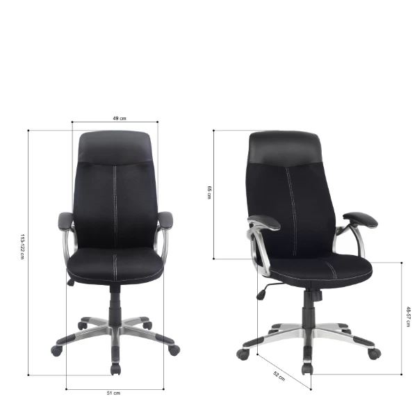 Chaise De Bureau Tiana-tissu Noir Mat 2 Chaise De Bureau Tiana-tissu Noir Mat – Image 2