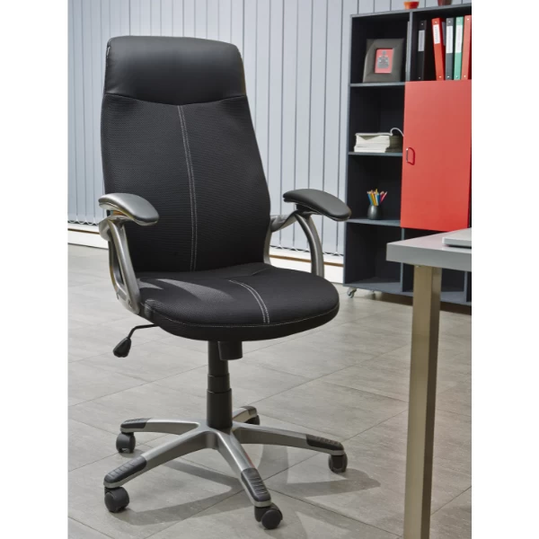 Chaise De Bureau Tiana-tissu Noir Mat 3 Chaise De Bureau Tiana-tissu Noir Mat – Image 3