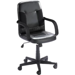 Chaise De Bureau Karl-PU Et Polyester Noir Mat -Meubles Tables Et Chaises Shop 20900240 67 14f5