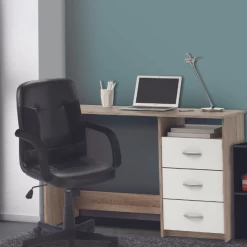 Chaise De Bureau Karl-PU Et Polyester Noir Mat -Meubles Tables Et Chaises Shop 20900240 72 93b7