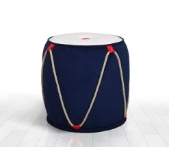 Fluffe Pouffe | 50% Coton/50% Velours | Eponge 6 Cm | Bleu Blanc -Meubles Tables Et Chaises Shop 209FLF1286 20 204 971e