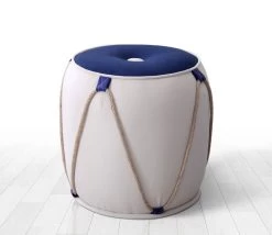 Fluffe Pouffe | 50% Coton/50% Velours | Bleu Blanc -Meubles Tables Et Chaises Shop 209FLF1287 20 202 9254