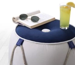 Fluffe Pouffe | 50% Coton/50% Velours | Bleu Blanc -Meubles Tables Et Chaises Shop 209FLF1287 20 203 6955