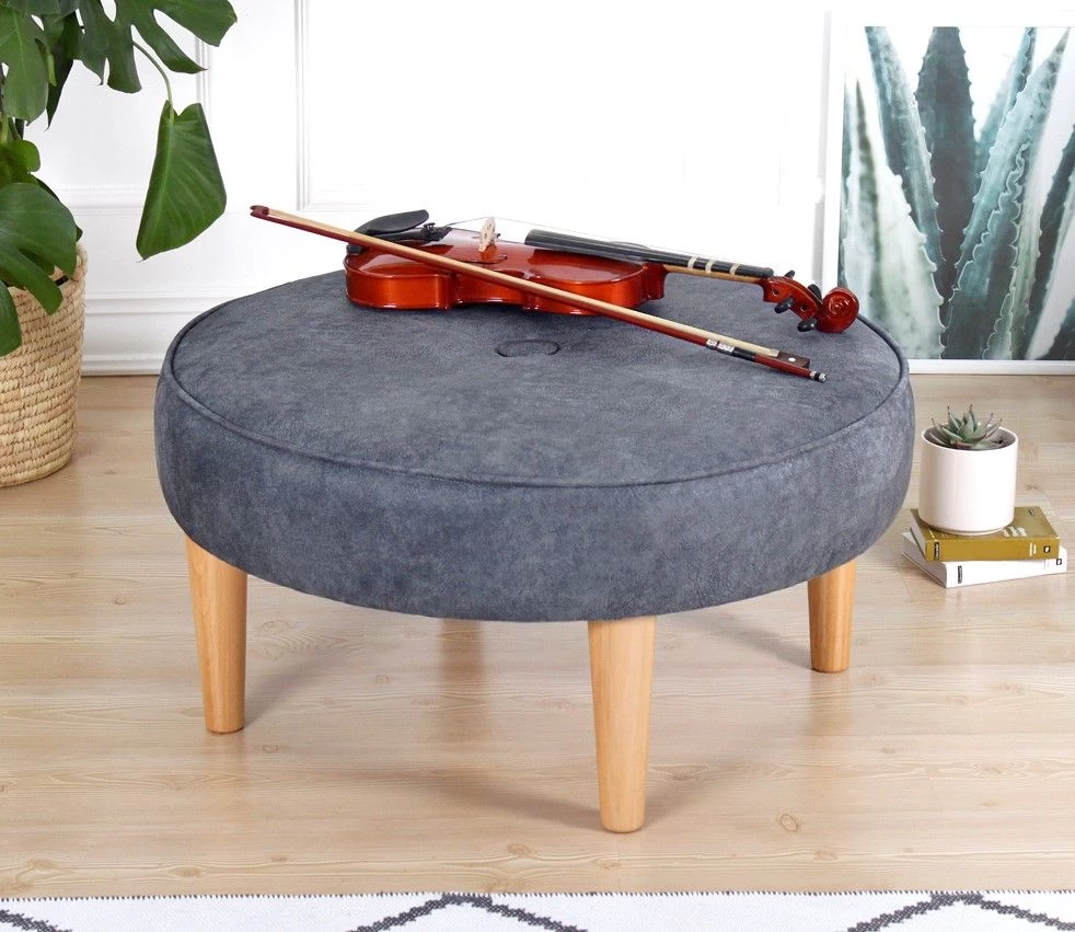 Fluffe Pouffe | 50 Otton/50% Velvet | Gris 2 Fluffe Pouffe | 50 Otton/50% Velvet | Gris – Image 2