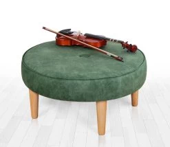 Fluffe Pouffe | 50% Coton/50% Velours | 15 Cm Eponge | Pieds En Bois | Vert