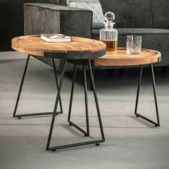 Lot De 2 Tables D'appoint Ovales Duncle Acacia
