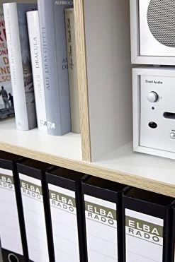 Bibliothèque Ousmane 120cm Avec 4 Espaces De Rangement - Blanc/chêne -Meubles Tables Et Chaises Shop 3268 221 det kante a 0b86