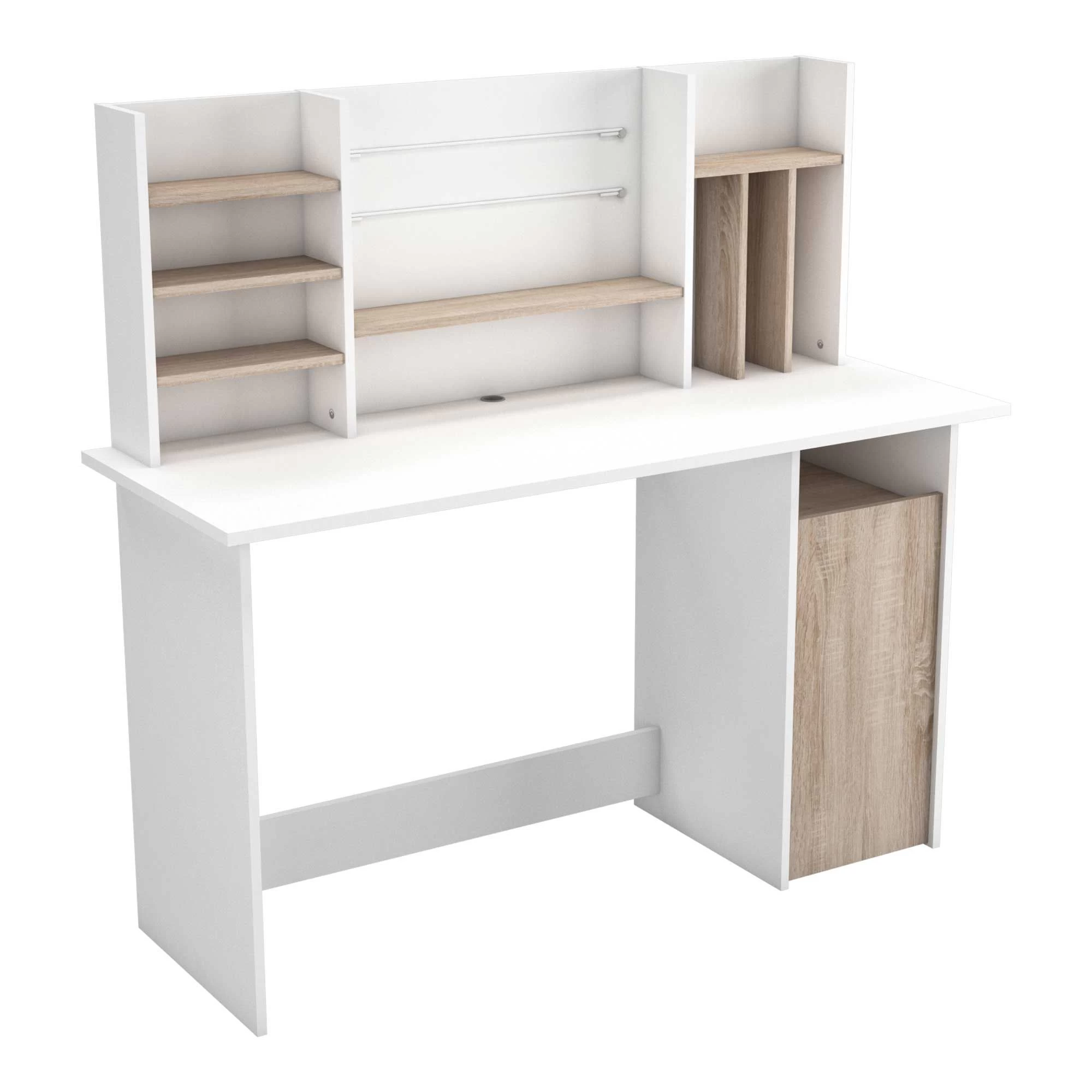 Bureau Sambo Avec Surmeuble - Chêne/blanc 6 Bureau Sambo Avec Surmeuble - Chêne/blanc – Image 6