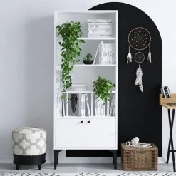 Emerald Bookshelf 60x175x30cm | White Finish -Meubles Tables Et Chaises Shop 393MRD1231 20 203 3524