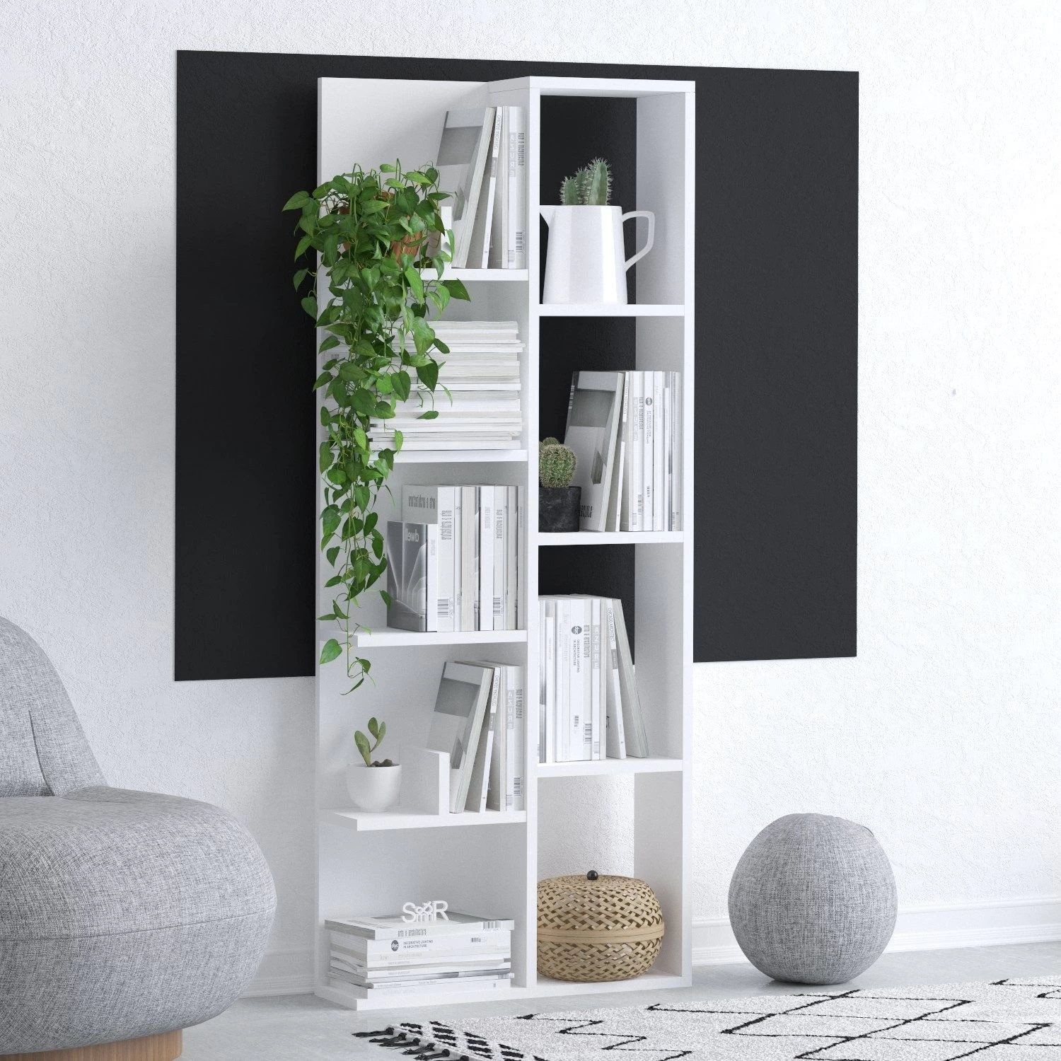 Bibliothèque Emeraude - 100% Mélamine / Epaisseur 18mm / Blanc 3 Bibliothèque Emeraude - 100% Mélamine / Epaisseur 18mm / Blanc – Image 3