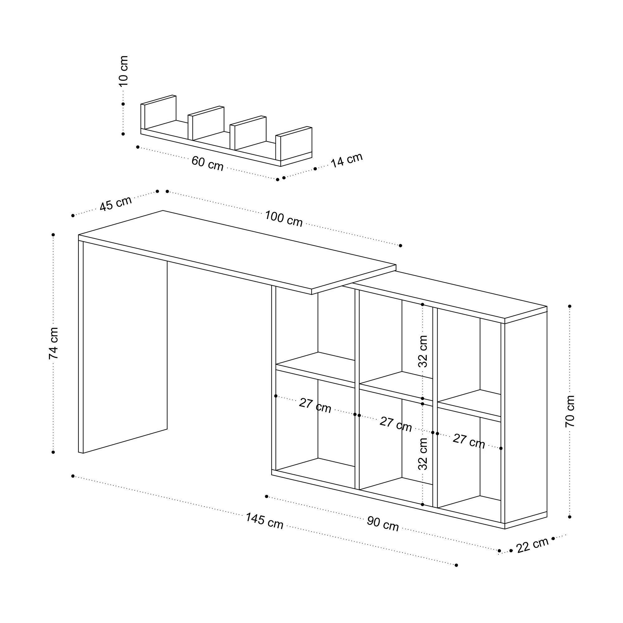 Bureau D'étude Emerald | Epaisseur 18mm | 74x145x45 Cm | Chêne Blanc 4 Bureau D'étude Emerald | Epaisseur 18mm | 74x145x45 Cm | Chêne Blanc – Image 4