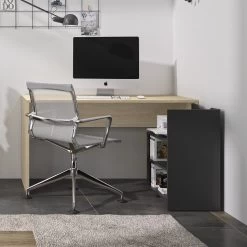 Bureau Albano 136cm - Noir/décor De Chêne