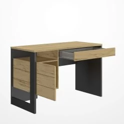 Bureau Rush 119cm, 1 Porte & 1 Tiroir - Décor De Chêne/noir -Meubles Tables Et Chaises Shop 3 RUSSEL CE15 ME15 1E15016 06 5b00