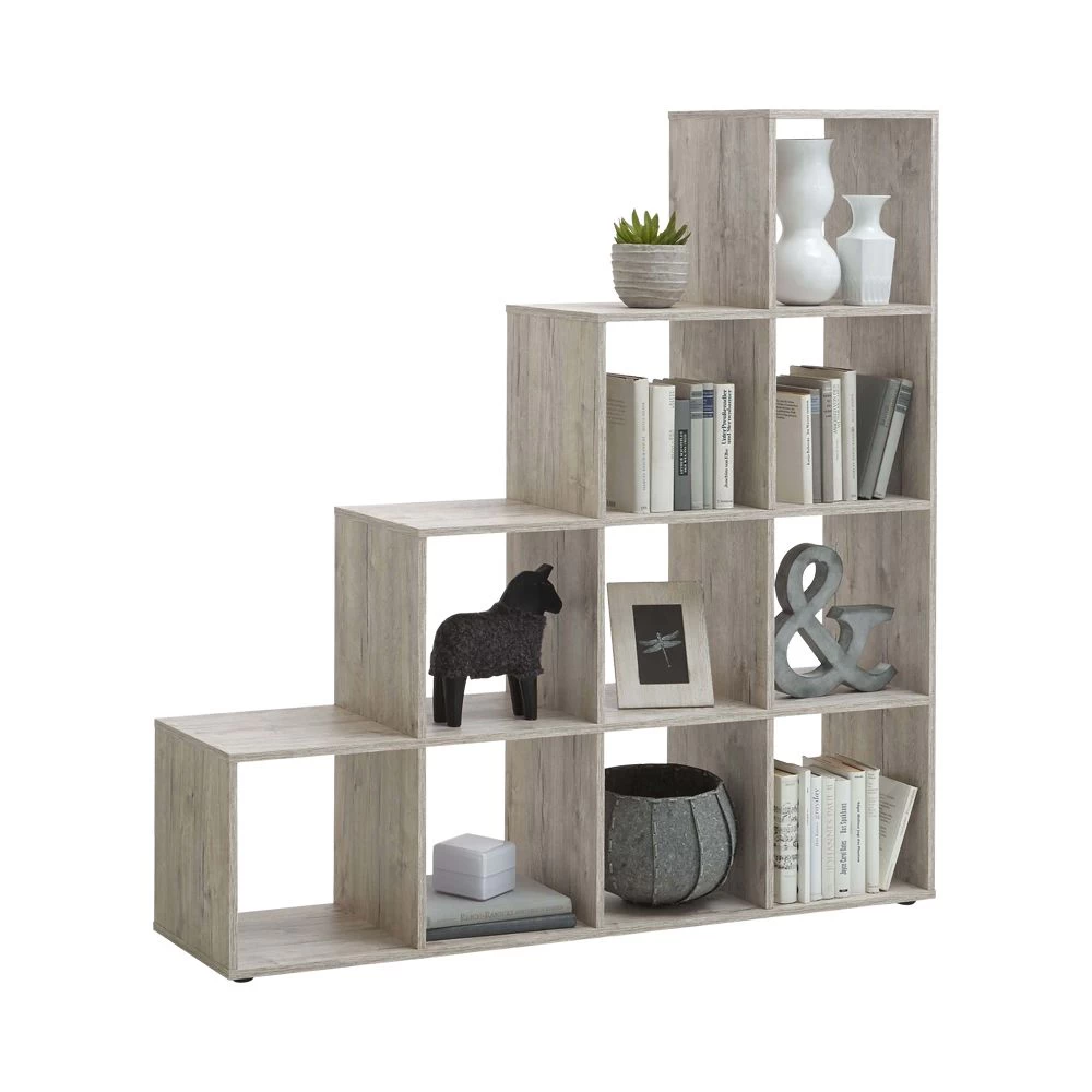 FMD Étagère Méga 10 Niches - Chêne Gris 4 FMD Étagère Méga 10 Niches - Chêne Gris – Image 4