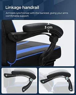 Songmics Gaming Chair Chaise De Bureau, Repose-pieds, Hauteur Réglable, Angle D'inclinaison Ergonomique 90-135° Charge 150 Kg Noir Bleu 9 Songmics Gaming Chair Chaise De Bureau, Repose-pieds, Hauteur Réglable, Angle D'inclinaison Ergonomique 90-135° Charge 150 Kg Noir Bleu -Meubles Tables Et Chaises Shop 4120uKBqHoL. SL500 f9a5