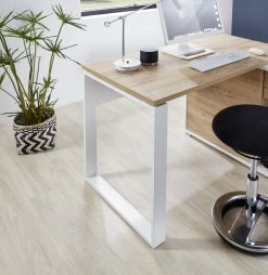 Bureau D'angle Lloris 117x120cm - Blanc/chêne 12 Bureau D'angle Lloris 117x120cm - Blanc/chêne -Meubles Tables Et Chaises Shop 4156 513 det fuss a a28e
