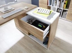 Bureau D'angle Lloris 117x120cm - Blanc/chêne 13 Bureau D'angle Lloris 117x120cm - Blanc/chêne -Meubles Tables Et Chaises Shop 4156 513 det schublade a bd6f