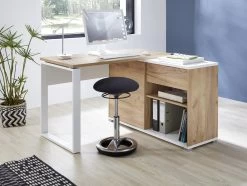 Bureau D'angle Lloris 117x120cm - Blanc/chêne 14 Bureau D'angle Lloris 117x120cm - Blanc/chêne -Meubles Tables Et Chaises Shop 4156 513 pe dek a 9ad9