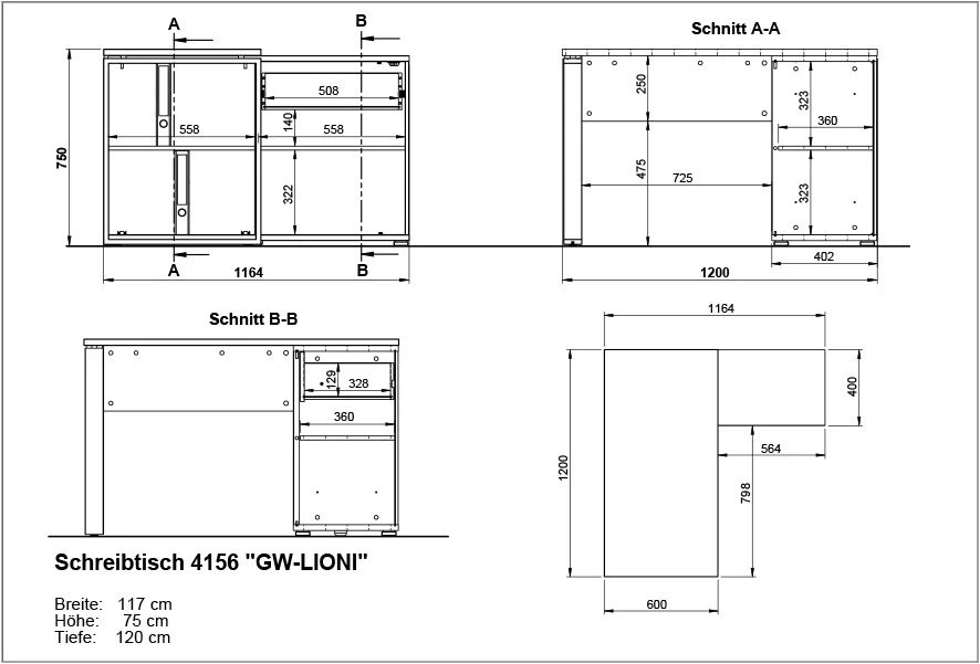 Bureau D'angle Lloris 117x120cm - Blanc/chêne 7 Bureau D'angle Lloris 117x120cm - Blanc/chêne – Image 7