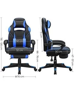 Songmics Gaming Chair Chaise De Bureau, Repose-pieds, Hauteur Réglable, Angle D'inclinaison Ergonomique 90-135° Charge 150 Kg Noir Bleu 12 Songmics Gaming Chair Chaise De Bureau, Repose-pieds, Hauteur Réglable, Angle D'inclinaison Ergonomique 90-135° Charge 150 Kg Noir Bleu -Meubles Tables Et Chaises Shop 41zhguIptyL. SL500 ff5d