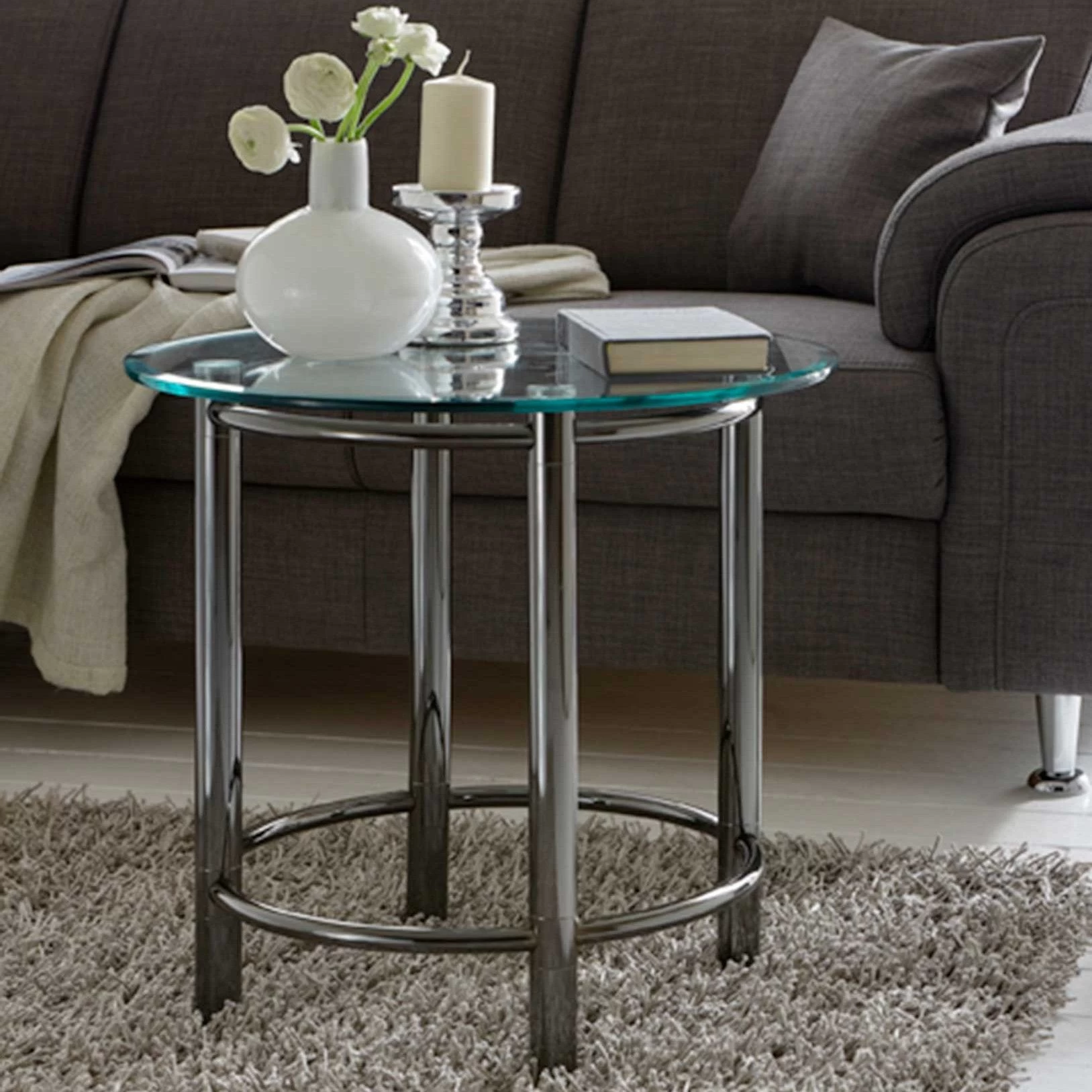 Table D'appoint Divna - Chrome/verre 1 Table D'appoint Divna - Chrome/verre