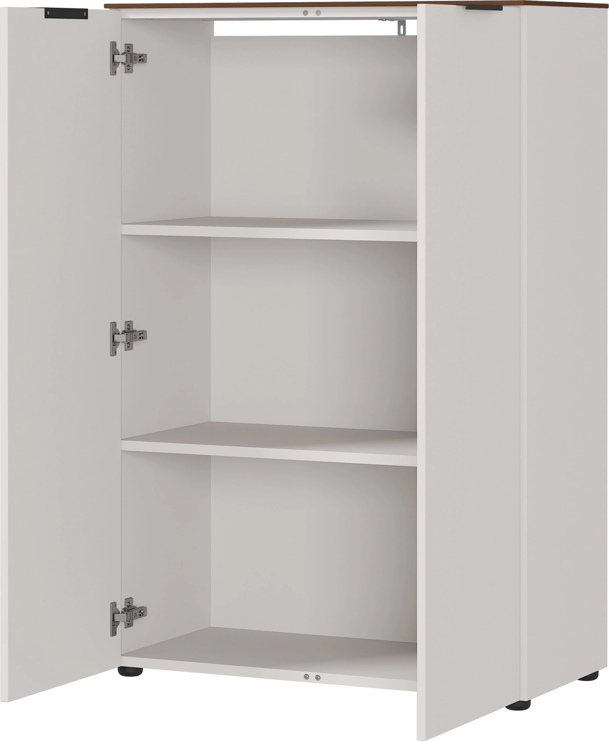 Armoire De Rangement Basse Anaelle 80cm à 2 Portes - Blanc/noyer 5 Armoire De Rangement Basse Anaelle 80cm à 2 Portes - Blanc/noyer – Image 5