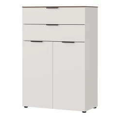 Classeur Bas Anaelle 80cm à 2 Portes & 2 Tiroirs - Blanc/noyer -Meubles Tables Et Chaises Shop 4219 9f6e