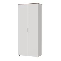 Armoire De Rangement Anaelle 80cm à 2 Portes - Blanc/noyer