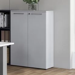 Classeur Bas Osmond 80cm à 2 Portes - Gris Clair