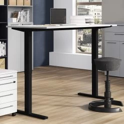 Bureau Assis Debout Oswald 180 Cm électrique - Gris Clair/noir