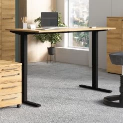 Bureau Assis Debout Oswald 160 Cm électrique - Chêne/noir
