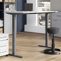 Bureau Assis Debout Oswald 180 Cm électrique - Gris Clair/argent