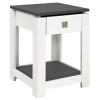 Table D'appoint Marius 40x40cm, 1 Tiroir - Blanc/anthracite
