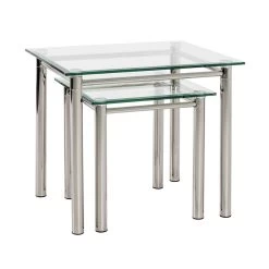 Table D'appoint Heiko 42x42cm, Petite - Verre/chrome -Meubles Tables Et Chaises Shop 42769 42770 7062