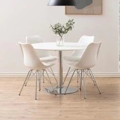 Chaise Coquille Irma - Blanc/chrome